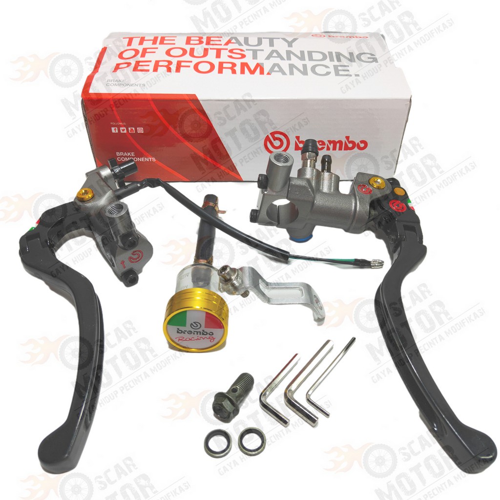 Master Rem Brembo Izumi RCS 19 CNC Handle Kopling Switch Rem Plus Dudukan Spion Universal motor