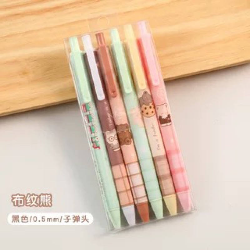 PENA 108 | PENA CAIR MEKANIK 1 SET 6 PENA | PENA MURAH | PULPEN UNIK | BOLPEN MOTIF-BEAR