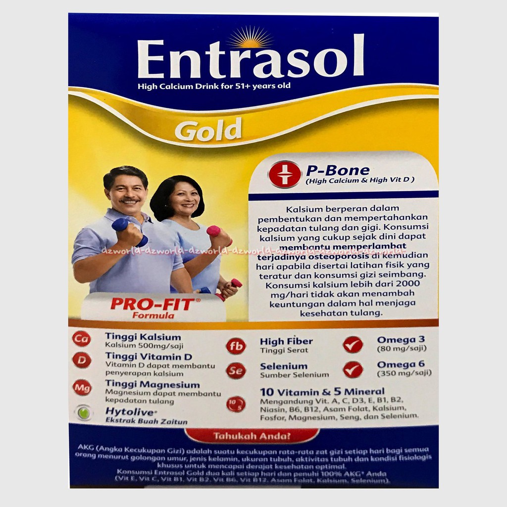 Susu Entrasol Gold Vanilla Coklat 600gr Susu High Kalsium untuk 51+ Rasa Vanila Chocolate