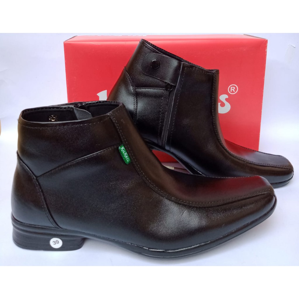 Sepatu boots resleting pria kulit asli original klasik kickers formal kantor kerja casual murah