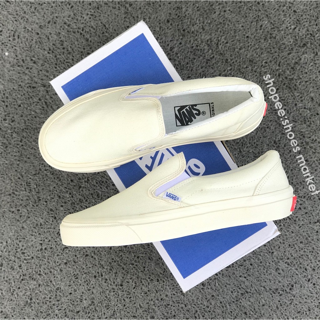 Vans Slip On Og Off White Full Cream Box Biru