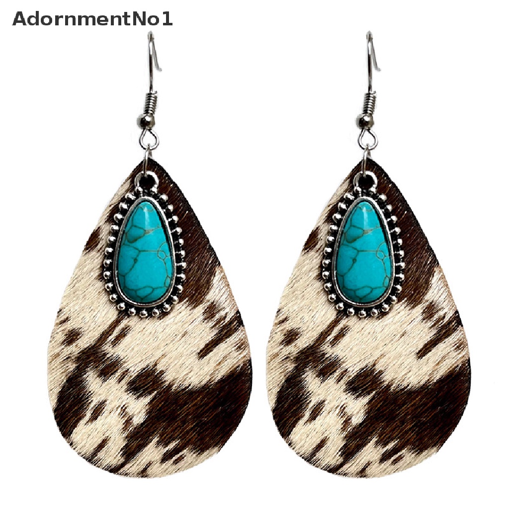 (AdornmentNo1) Anting Gantung Panjang Kait Gaya Vintage Etnik Motif Print Kulit Leopard Tribal Untuk Wanita