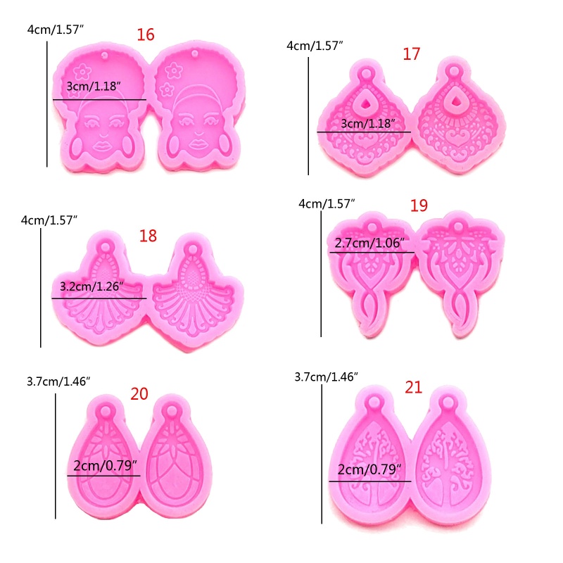 Siy 6pcs Cetakan Resin Bentuk Gantungan Kunci Untuk Kerajinan Tangan DIY