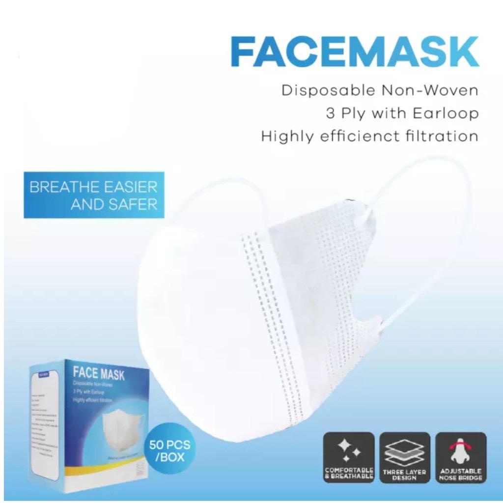 (READY) Masker duckbill N95 Masker Duck bill Medis orginal Earloop Disposable Facemask 50