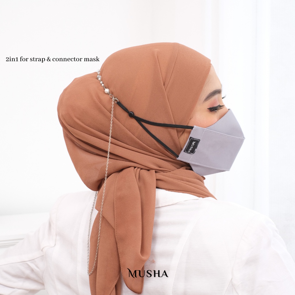 Musha 2in1 Strap &amp; Connector - BEAU PEARL | Strap Masker / Konektor Masker / Tali Masker / Strap Mask