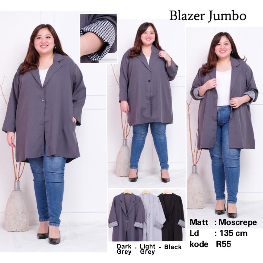 BIGCLO - (COD) LD 130 - 160cm Blazer Jumbo Atasan Wanita Bigsize Lengan Panjang