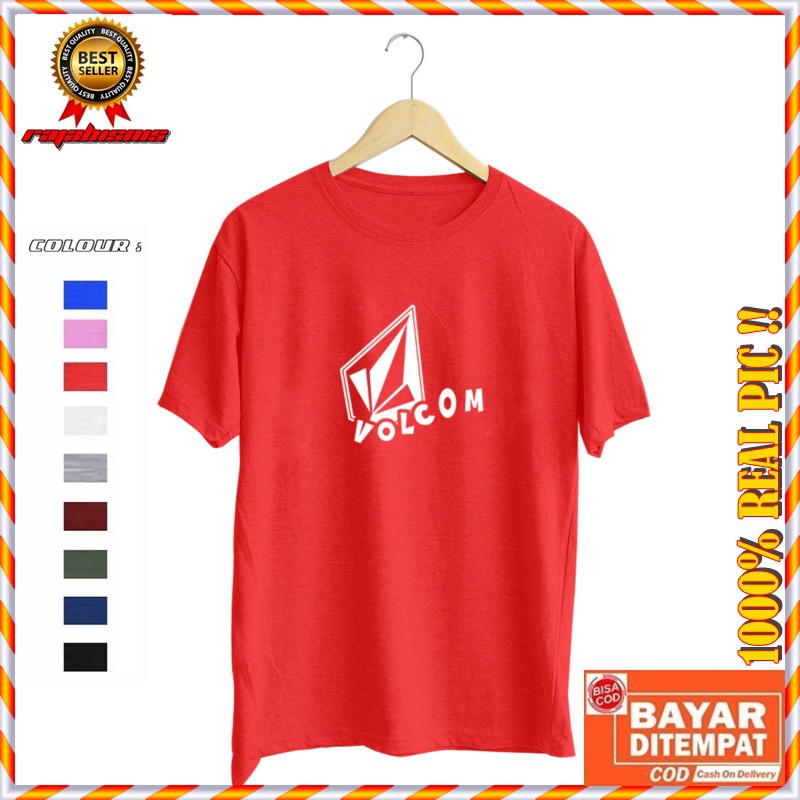 KAOS VOLCOM DISTRO COMBED 30S / BAJU DISTRO VOLCOM LENGAN PENDEK COTTON COMBED / KAOS POLOS