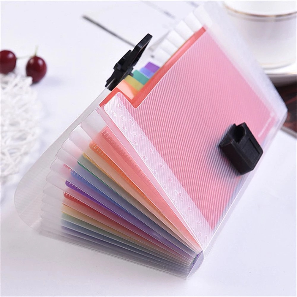 1 Pc Folder Penyimpanan File Bon Bahan Plastik 13 Grids A6 Multilayer Portable Untuk Alat Tulis Siswa