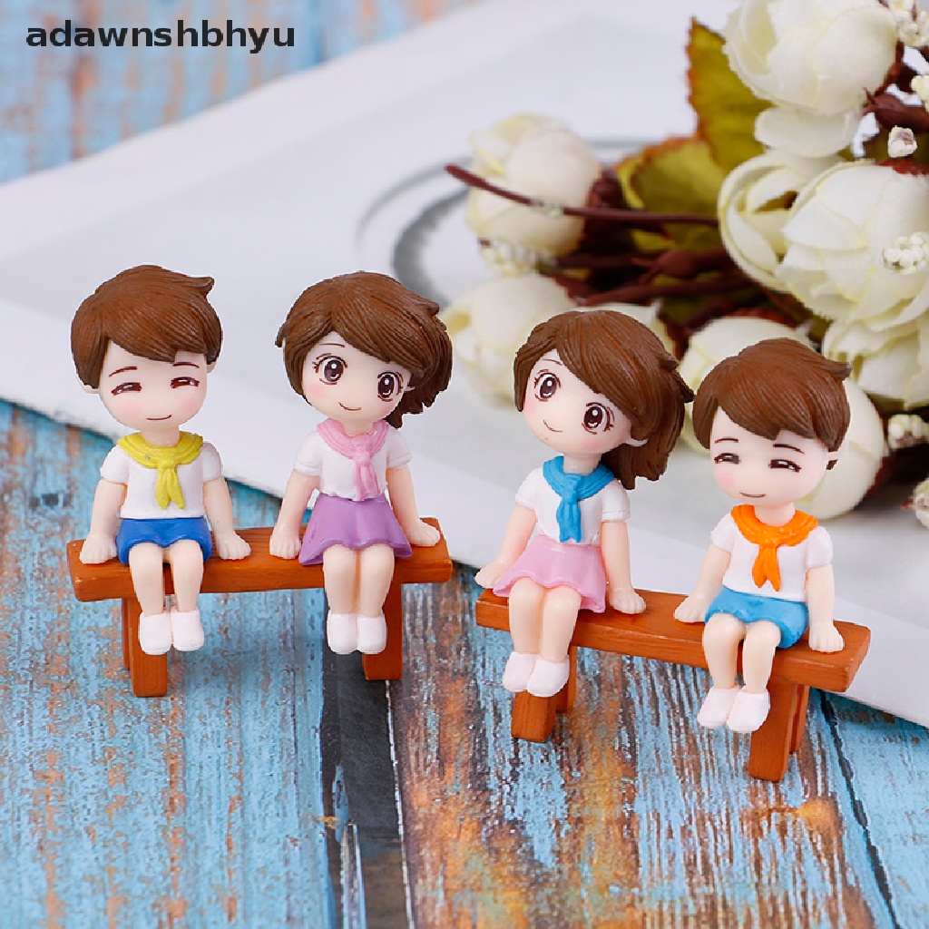 Adawnshbhyu 1set Sweet Couple DIY Patung Miniatur Mini Taman Deco Kursi Lanskap Mikro