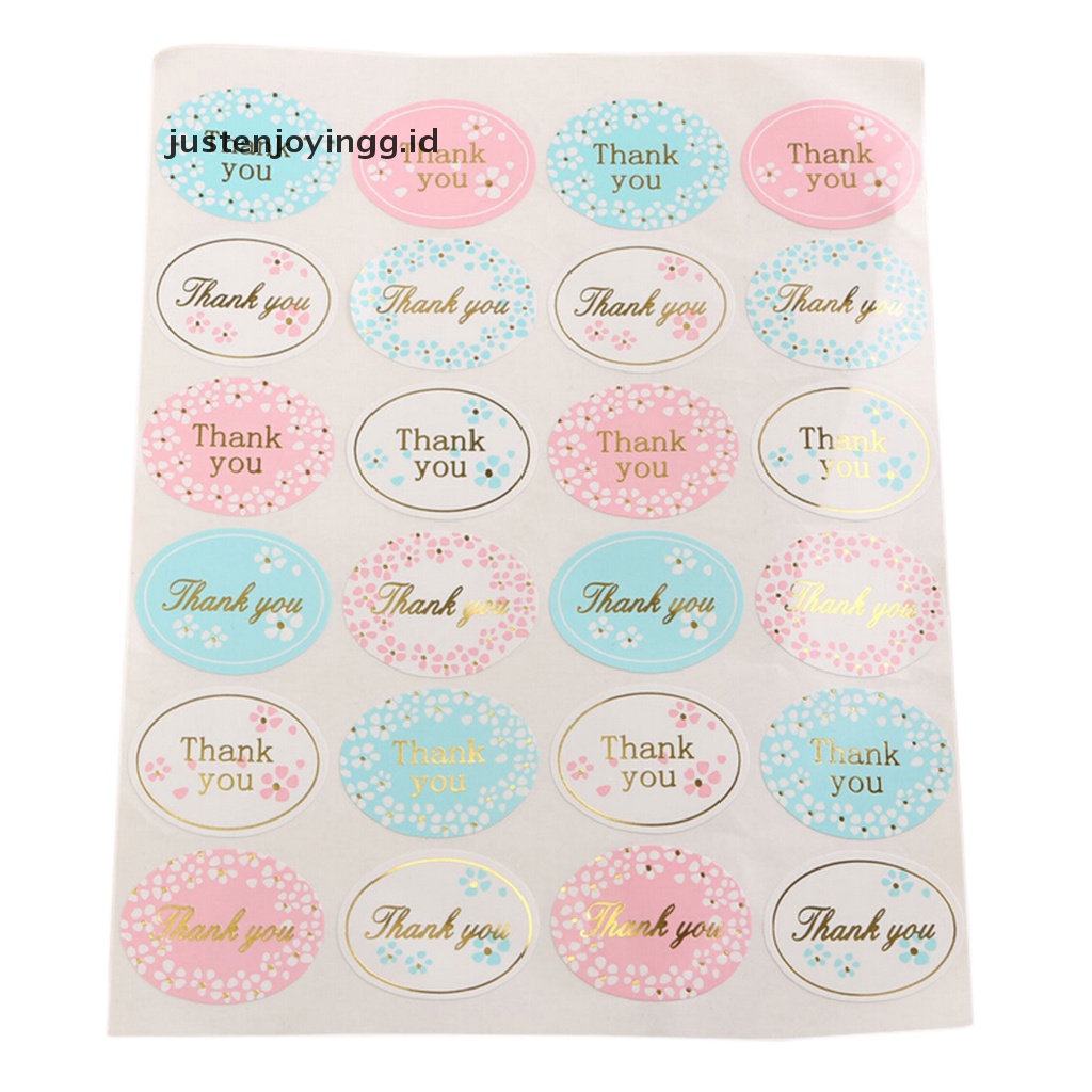 24pcs Stiker Label Bentuk Oval Desain THANK YOU Untuk Pesta Pernikahan