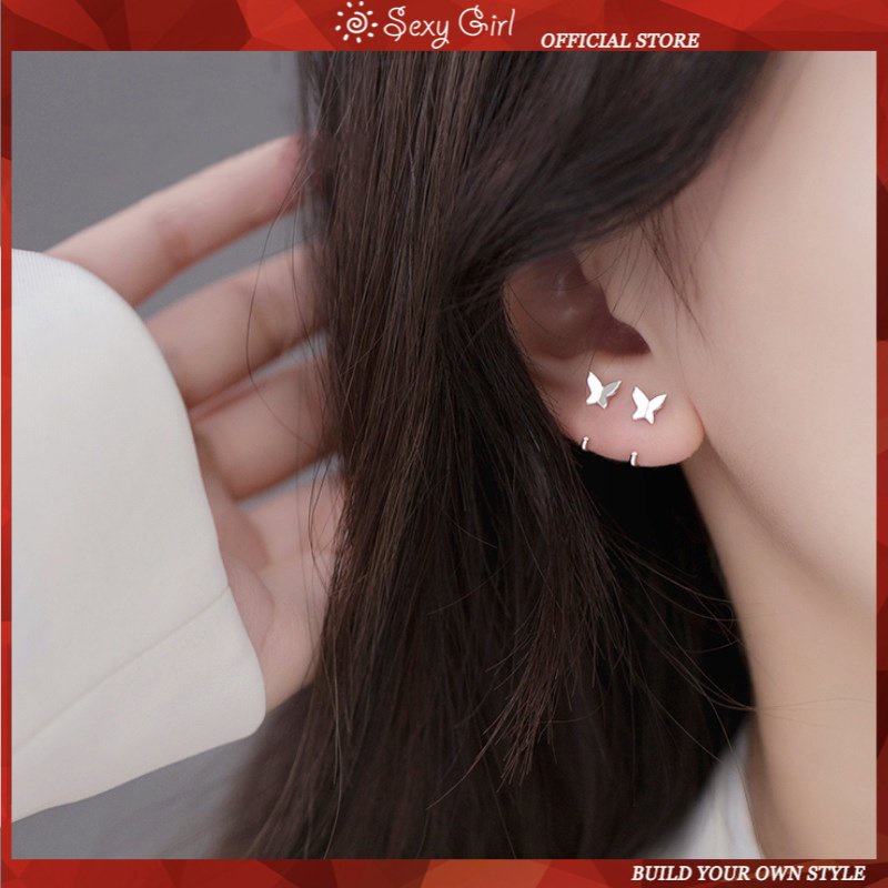 Perhiasan Anting S925 Sterling Silver Bentuk Kupu-Kupu Hati Gaya Korea Untuk Wanita