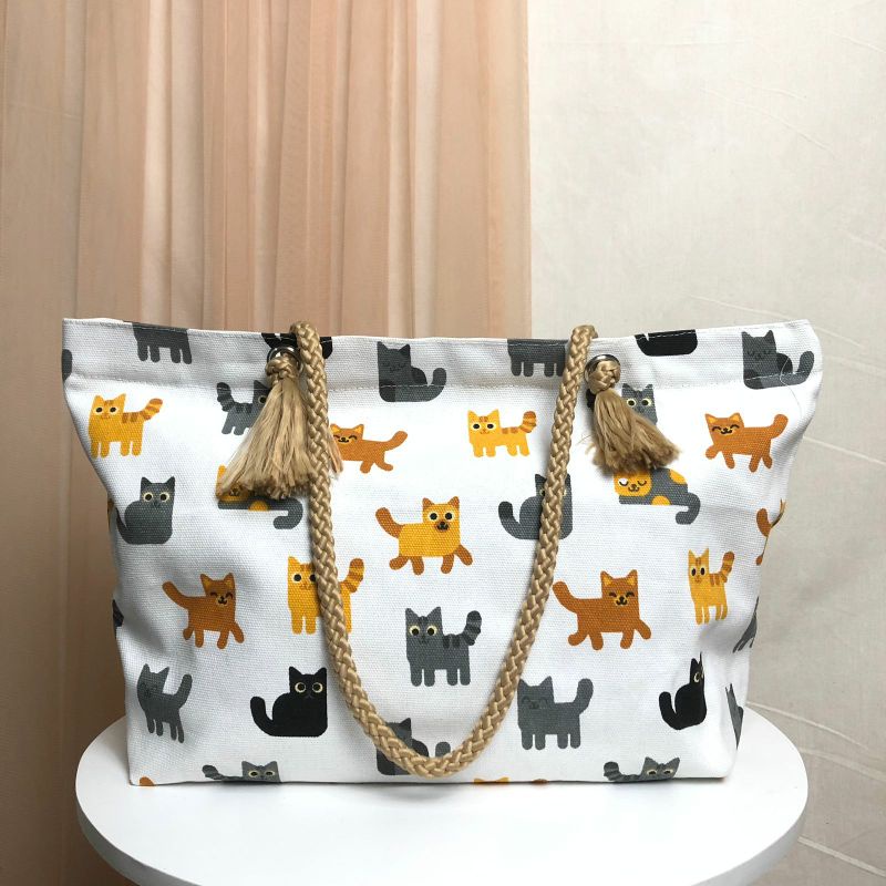 Terlaris Totebag Kanvas Tali sumbu Motif Tas Wanita Tas Tali sumbu Keren