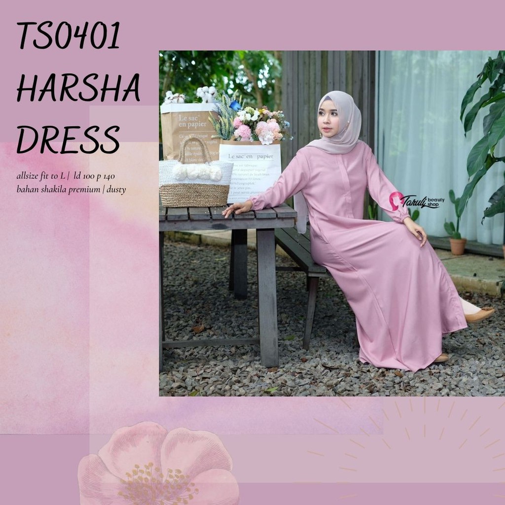 Baju Wanita Premium Harsha Dress Fashion Muslim Dress Bahan Shakila Premium Ts0401 Shopee Indonesia