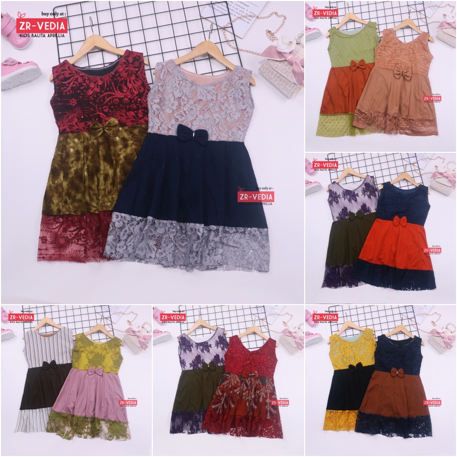 Dress Zulfa uk 4-5 Tahun / Baju Brukat Import Dres Brokat Anak Perempuan Pakaian Balita Cewek