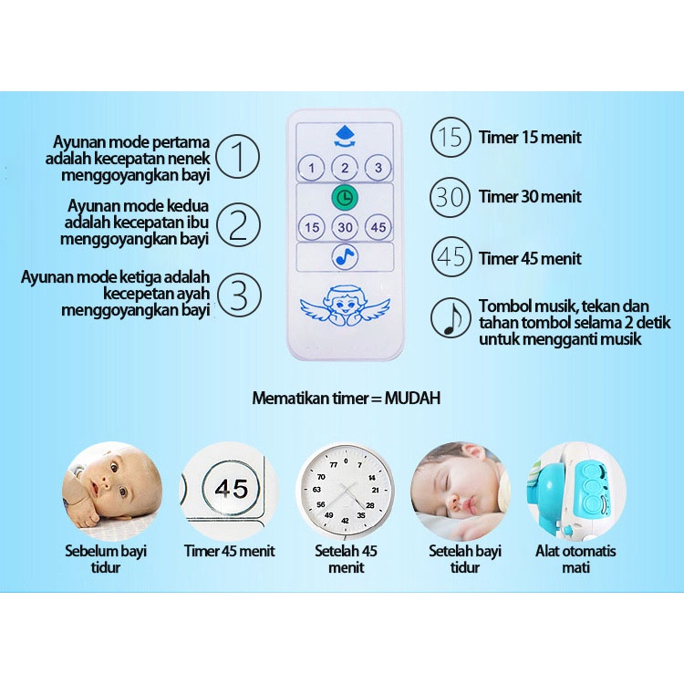 Ayunan Bayi Elektrik Otomatis kendali jarak jauh Start Deluxe Portable Baby Swing Rocker Bouncer / ayunan bayi multifungsi / otomatis Bouncer Swing