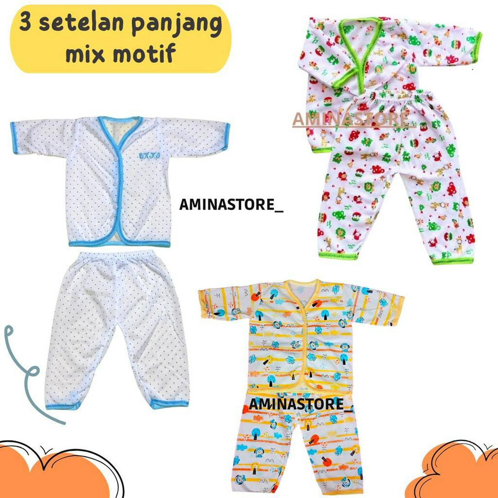 Paket 3 setelan baju bayi lengan panjang bayi setelan baju bayi laki laki baju bayi perempuan