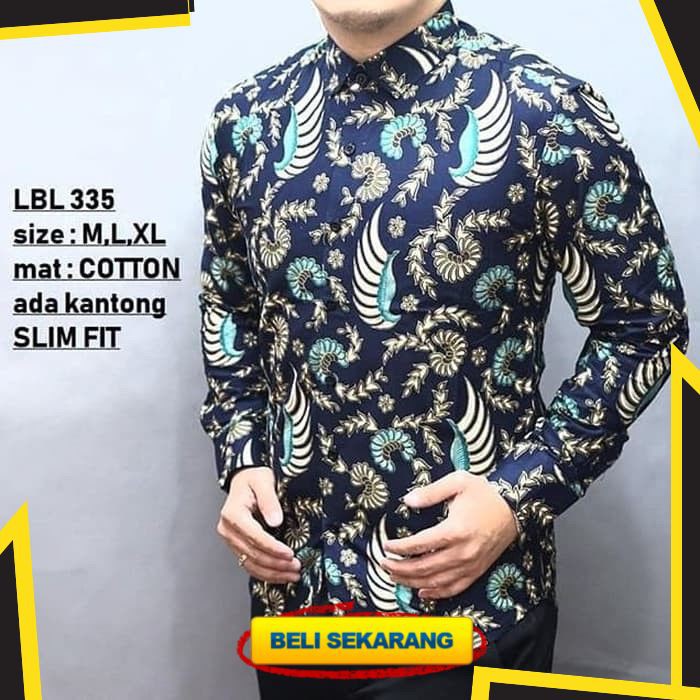 BAJU KEMEJA BATIK PRIA SLIM FIT LENGAN PANJANG MODERN BEST SELLER KATUN HALUS LBL335