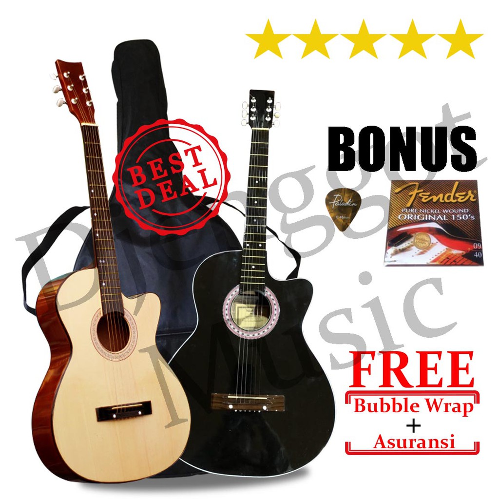 [DISKON] GITAR AKUSTIK PEMULA BONUS TAS SENAR CADANGAN DAN PICK bukan Gitar YAMAHA