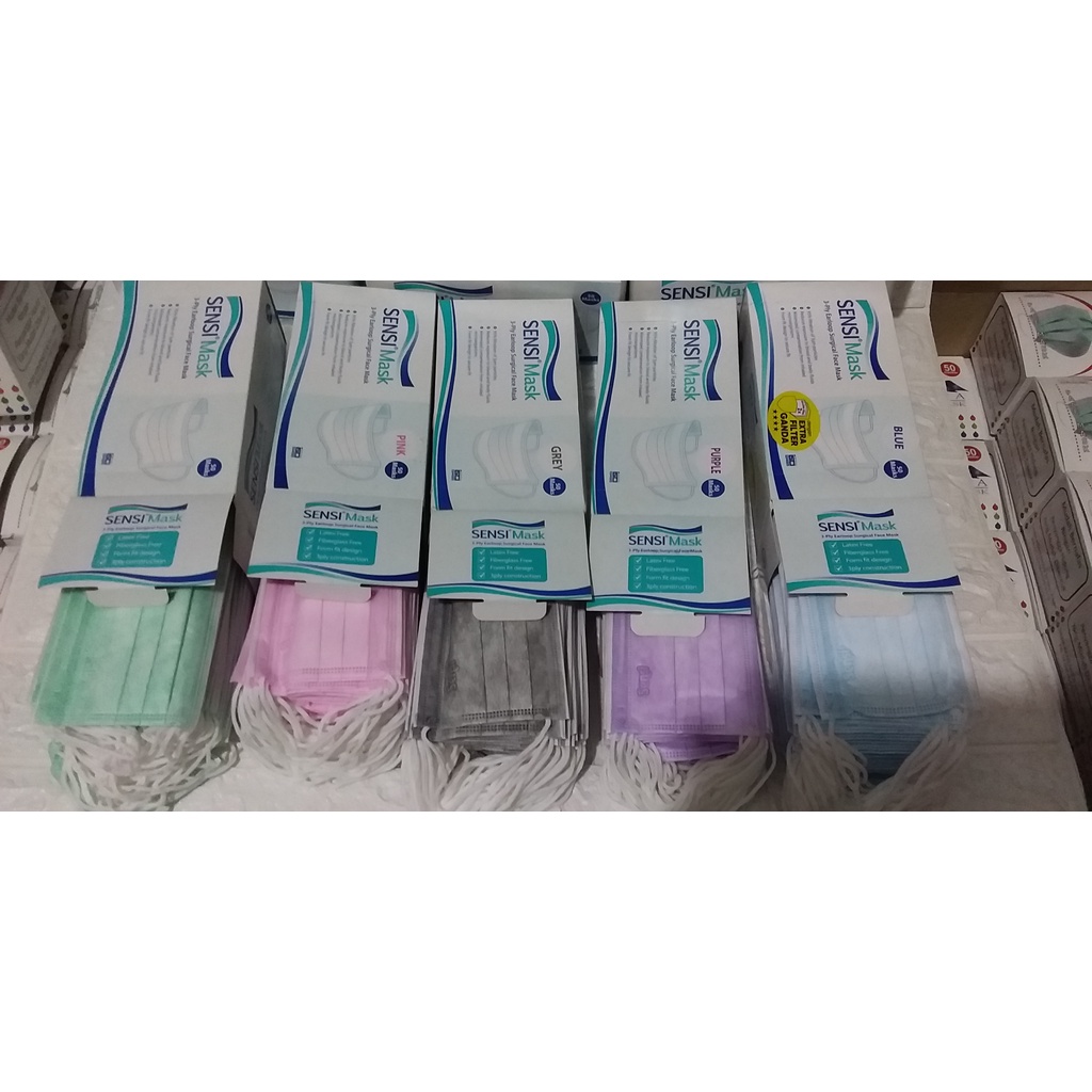 masker sensi earloop harga perbox isi 50pcs