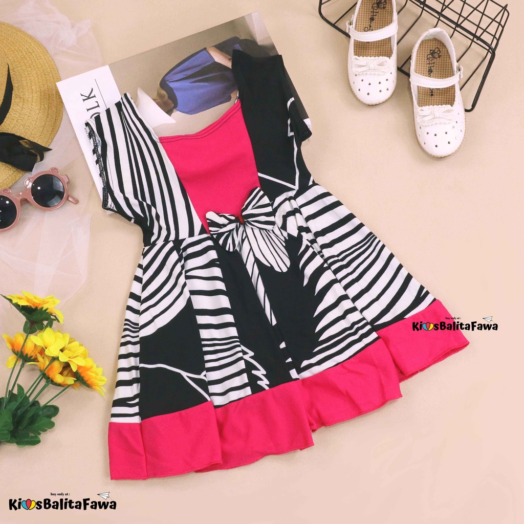 Dress Aurora uk 1-2 Tahun / Baju Anak Perempuan Murah Dres Batik Adem Pakaian Yukensi Gaun Pesta