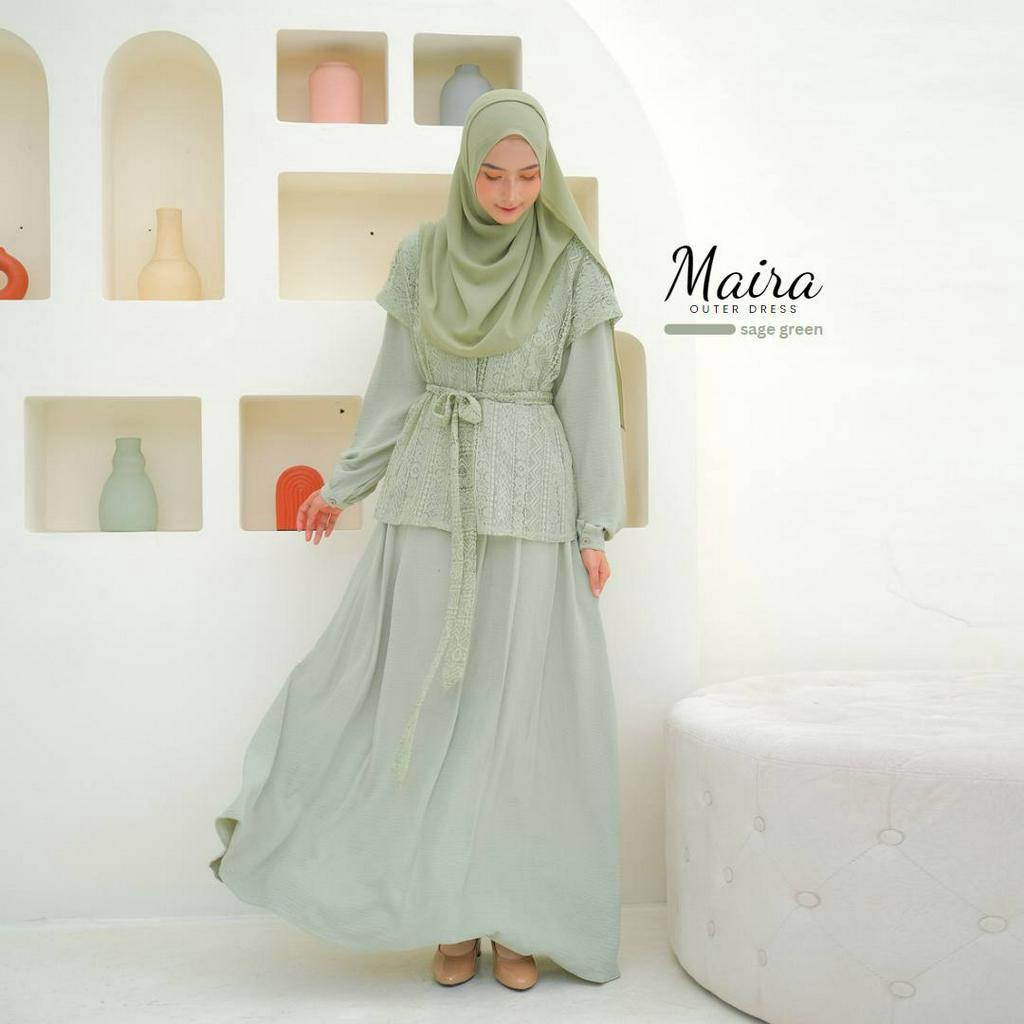 Riskirich Maira Dress 4in1 Style Variasi Outer Bisa Lepas Pasang Gamis Remaja Dewasa Stylish Kekinian