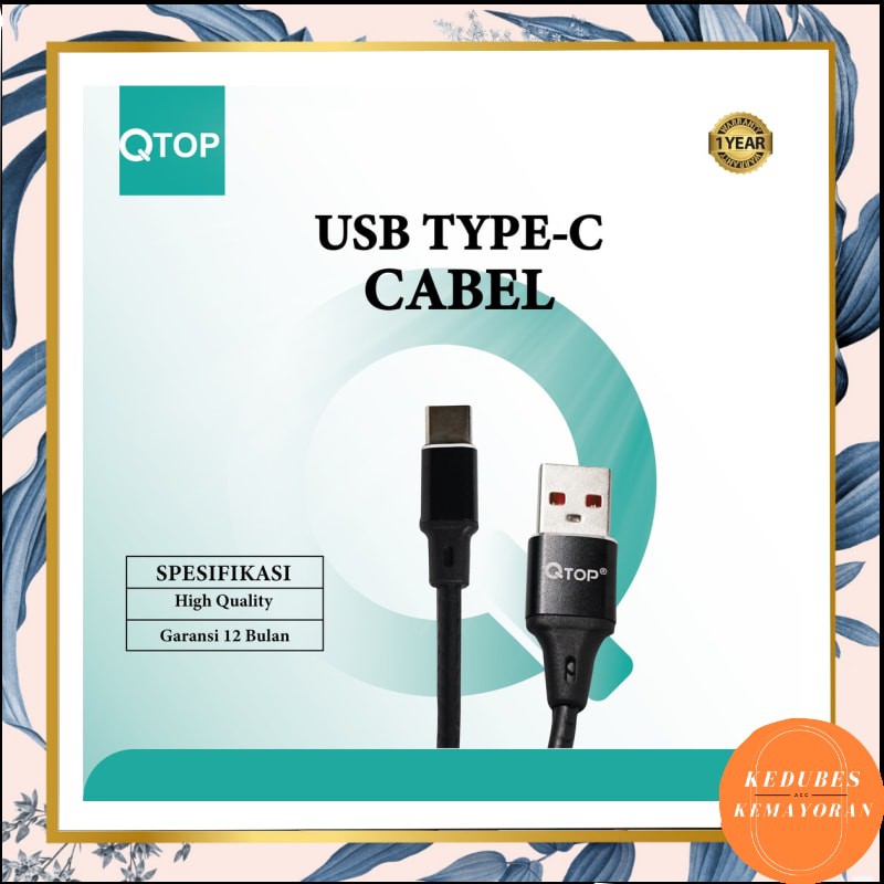 Kabel Data Qtop Type-C 2.0 2A Fast Charging Data Cable 1 Meter [kk]