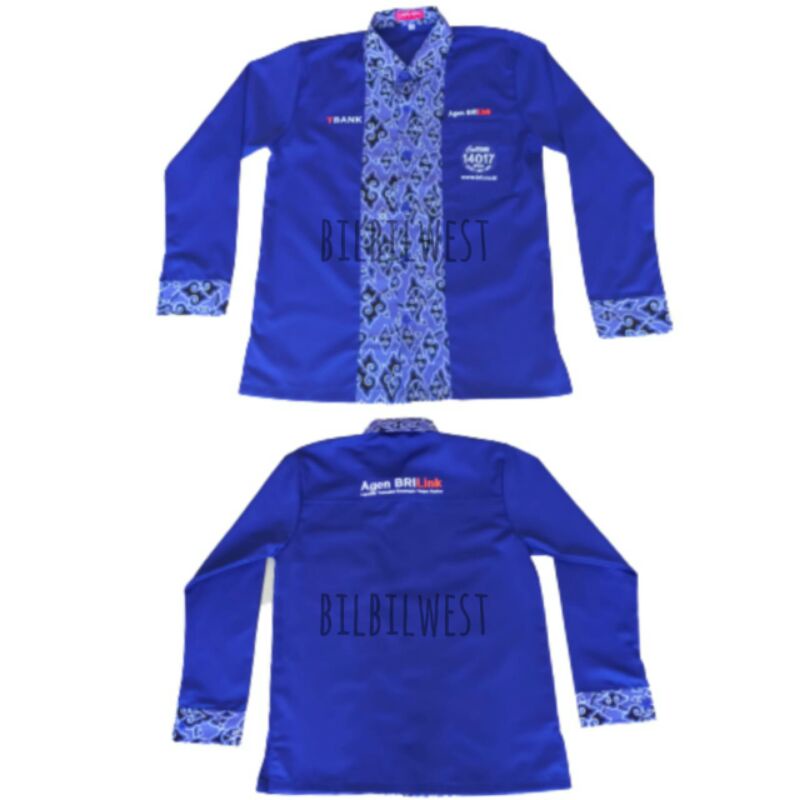 Kemeja Seragam Agen Brilink Biru Batik