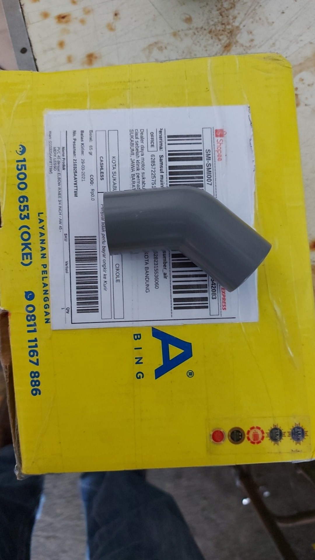 Pvc 45 Derajat Elbow /knee 3/4 Inch - Aw 45 - Merk Lesso