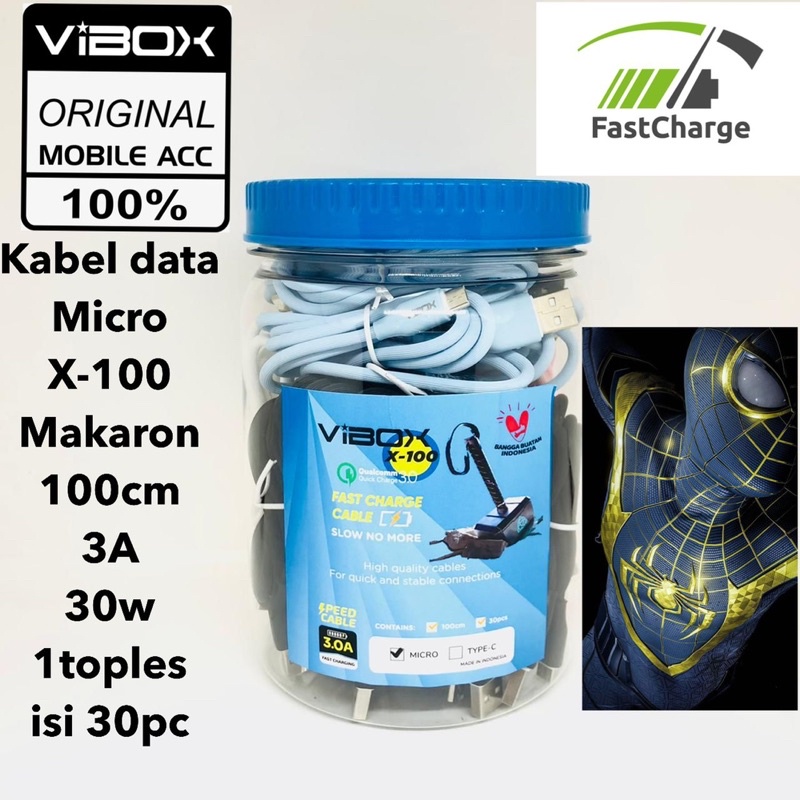 Kabel data Micro X-100 Makaron 100cm 3A 30w Pertoples Isi 30pcs