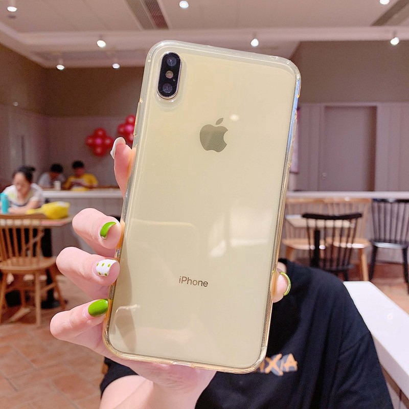 Warna transparan TPU soft case iPhone 11 Pro Max XS XR SE2 i6 7 8Plus Kasus Sederhana Case