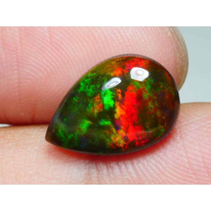 Batu Kalimaya Natural Black Opal jarong pelangi teratur