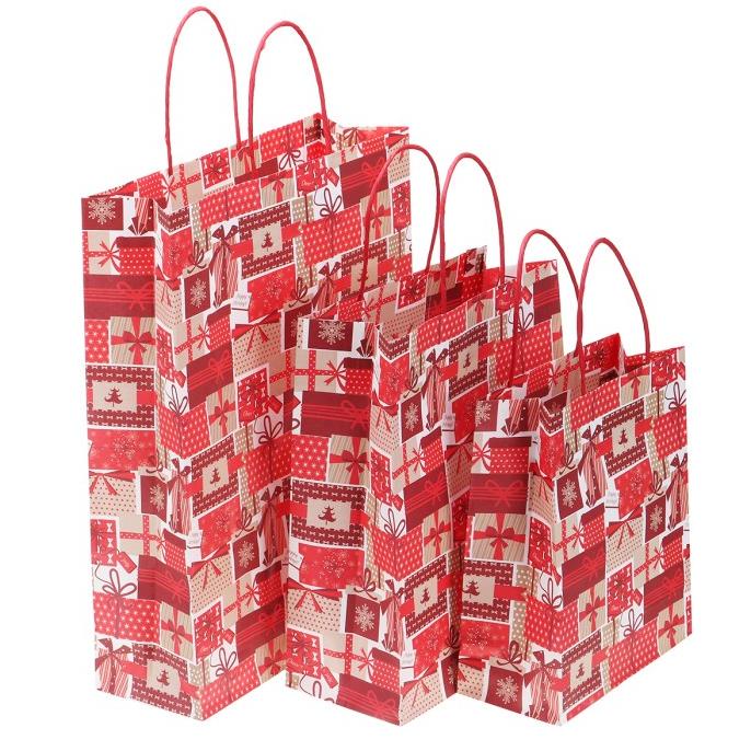 

AZ 12PCS/LOT CHRISTMAS KRAFT PAPER BAG SANTA GIFT BAG CANDY DC452CD3