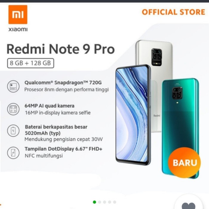 xiaomi redmi note 9 pro 8/128 resmi