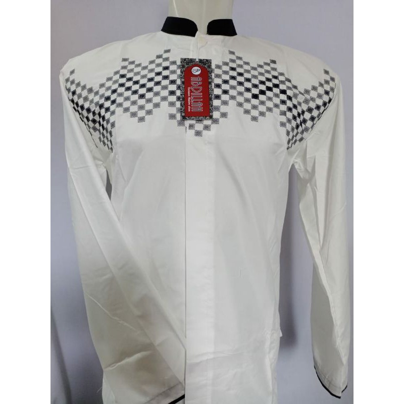 baju Koko motif  catur lengan panjang