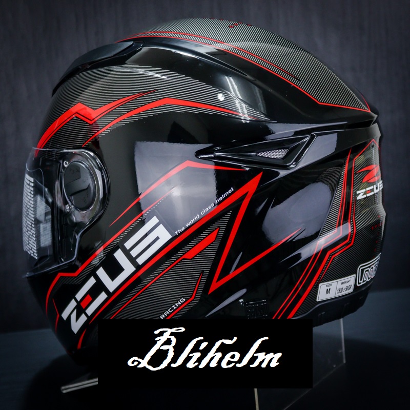 HELM ZEUS ZS 811 BLACK AL12 RED | ZS811 FULL FACE HELMET SNI | ZS-811 FREE DARK VISOR-1