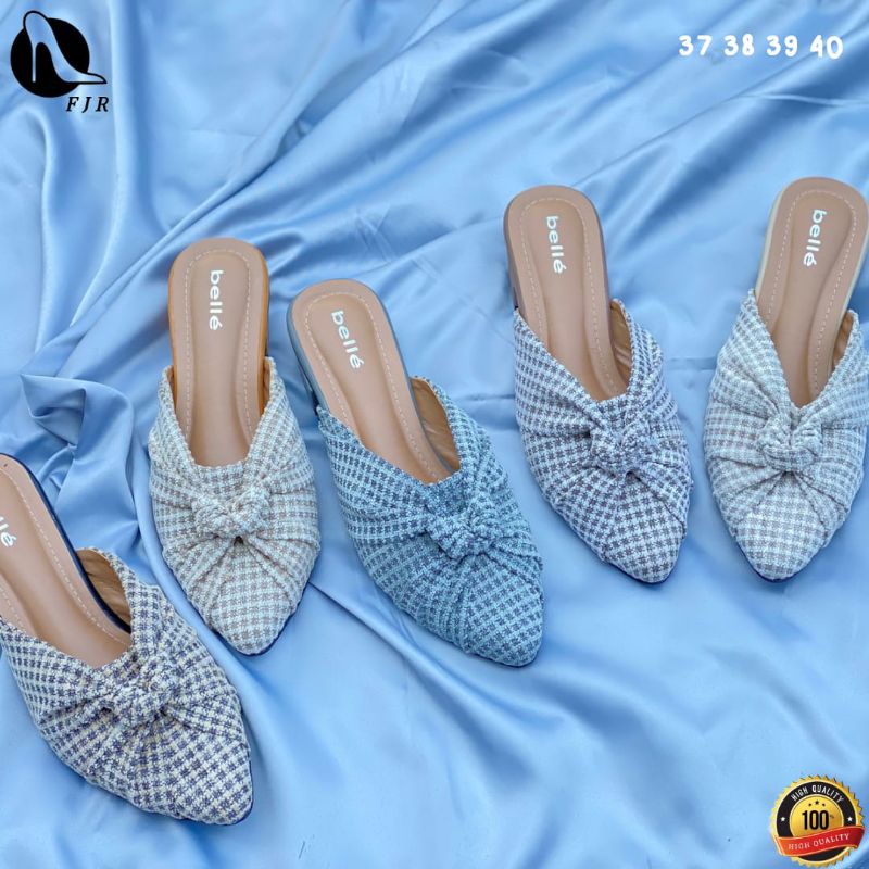 SLOP MULES BELLE MOTIF BY FJR, REALPICTURE, GOOD QUALITY, FREE BOX