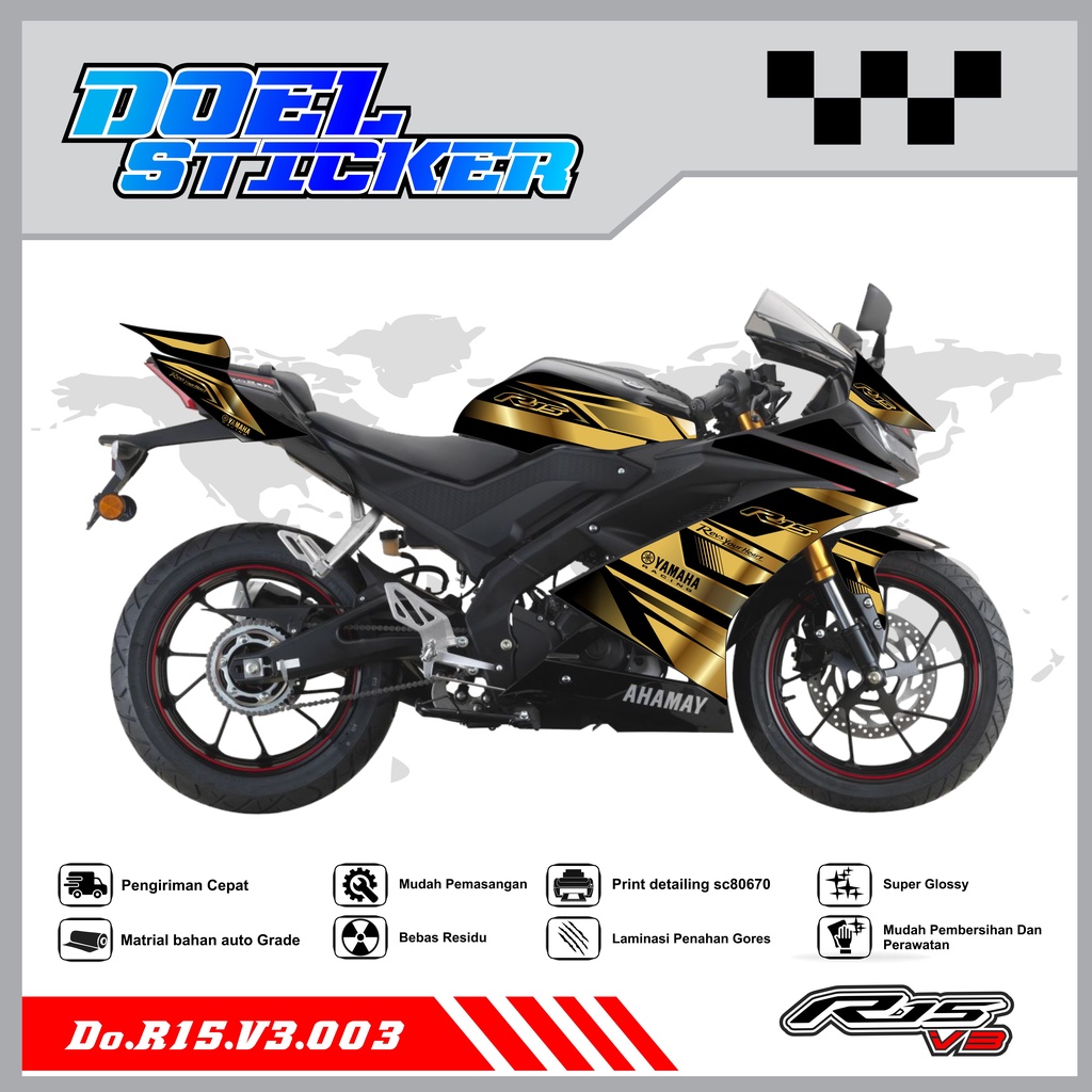 STICKER STRIPING R15 V3 - STICKER STRIPING SEMI FULL LIST VARIASI HOLOGRAM , CROME R15 V3 DOEL 003