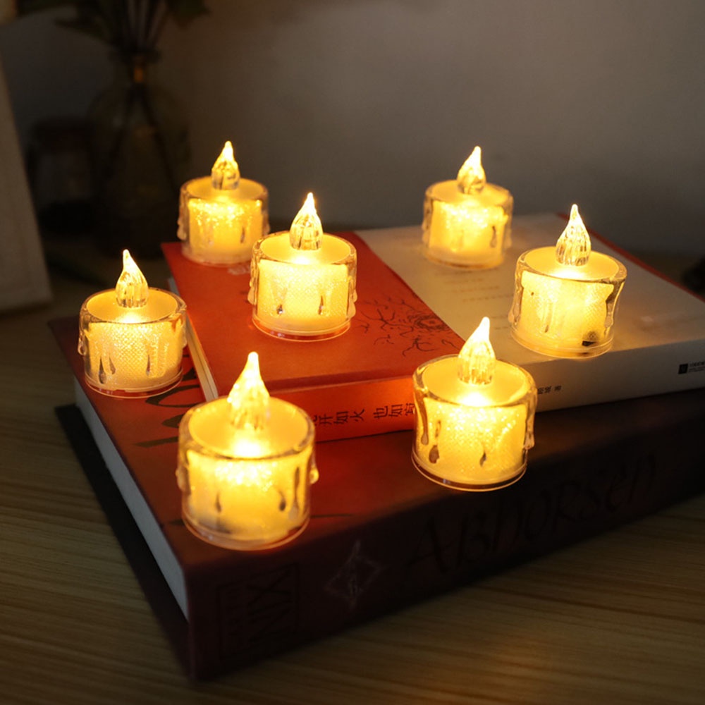 【COD Tangding】Led Electronic Candle Light for Straight Tears Small Tea Wax Creative Transparent Twinkle Small Night Light