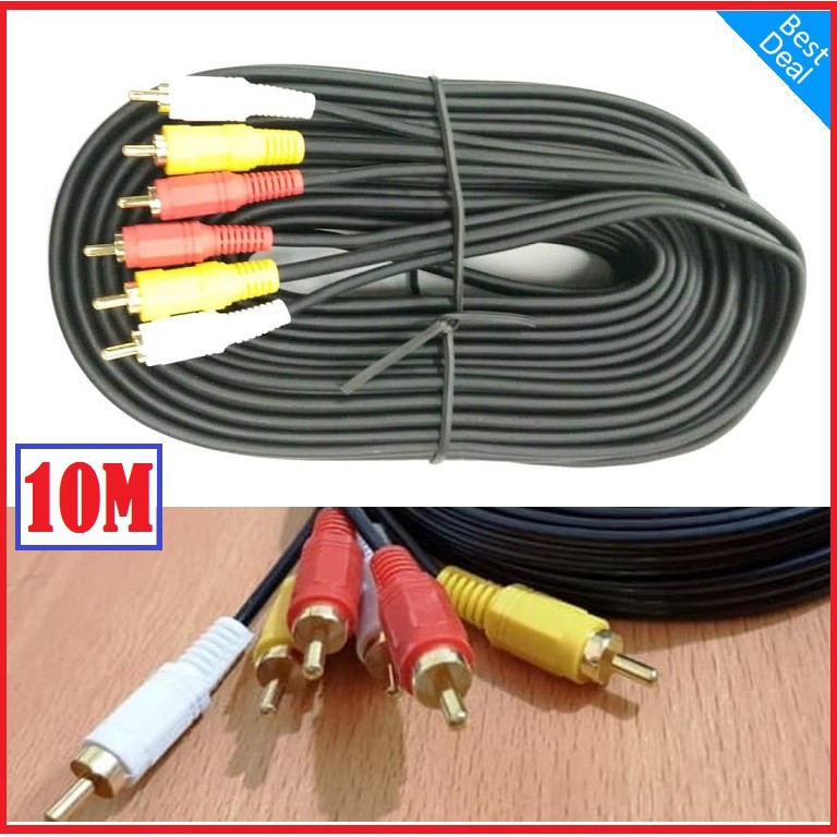 KABEL RCA 3 TO 3 10 METER VIDEO AV - KABEL MERAH PUTIH KUNING 10M