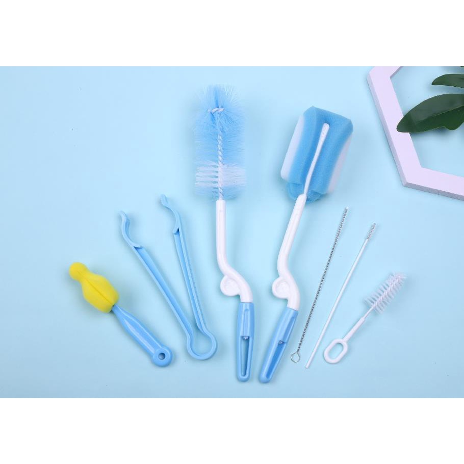 Sikat Sponge Pembersih Dot Botol Bayi 1 Set 7pcs Sikat Pembersih Botol Susu Bayi