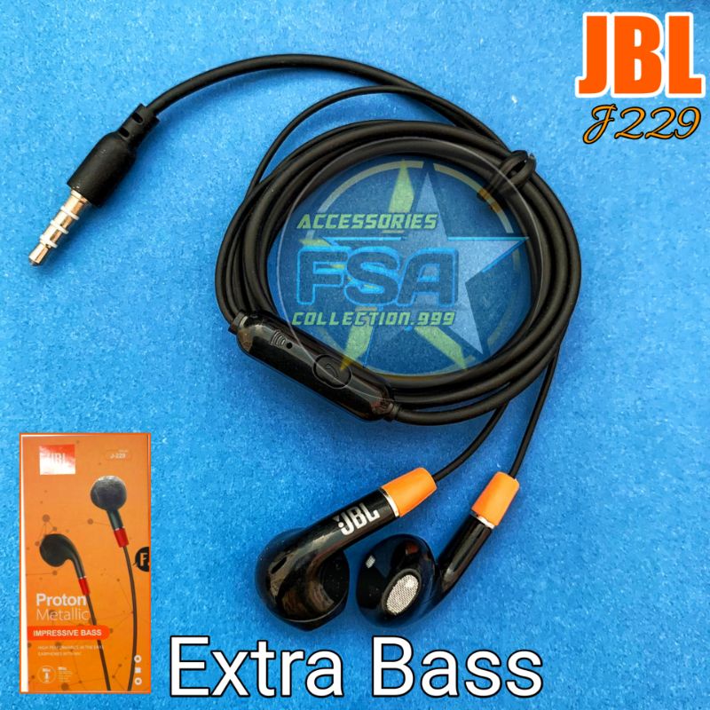 EARPHONE JBL PURE BASS STEREO HEADSET JBL Metal EXTRA BASS (JBL J229)