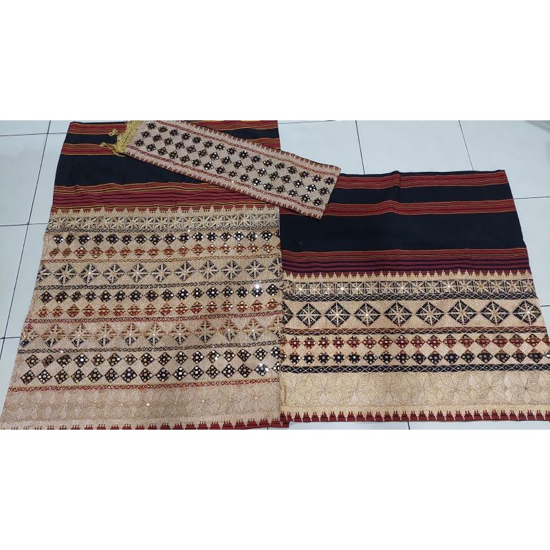 tapis songket lampung papa mama benang asli set peci handmade