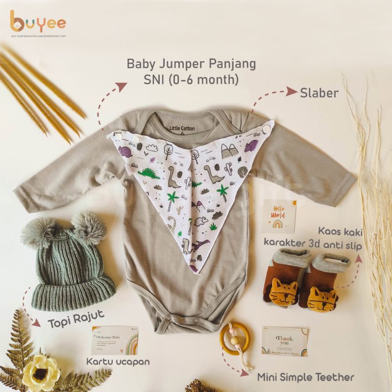 Premium Baby Hampers Buyee.gift | Kado Lahiran Bayi | Baby Gift Set | Parcel Baby Newborn-Star grey