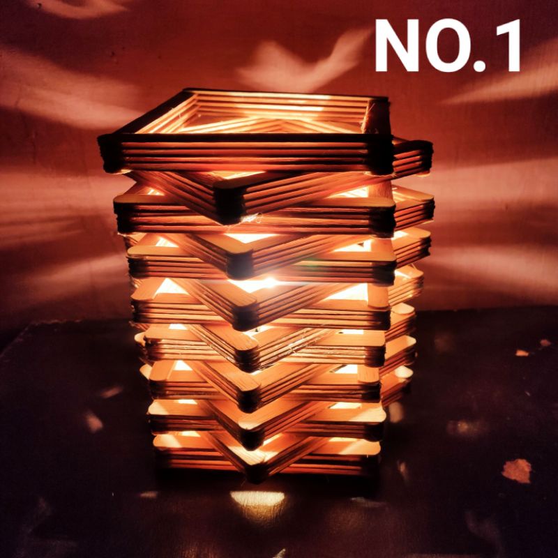 Prakarya kerajinan Lampu hias,lampu tidur stik es krim