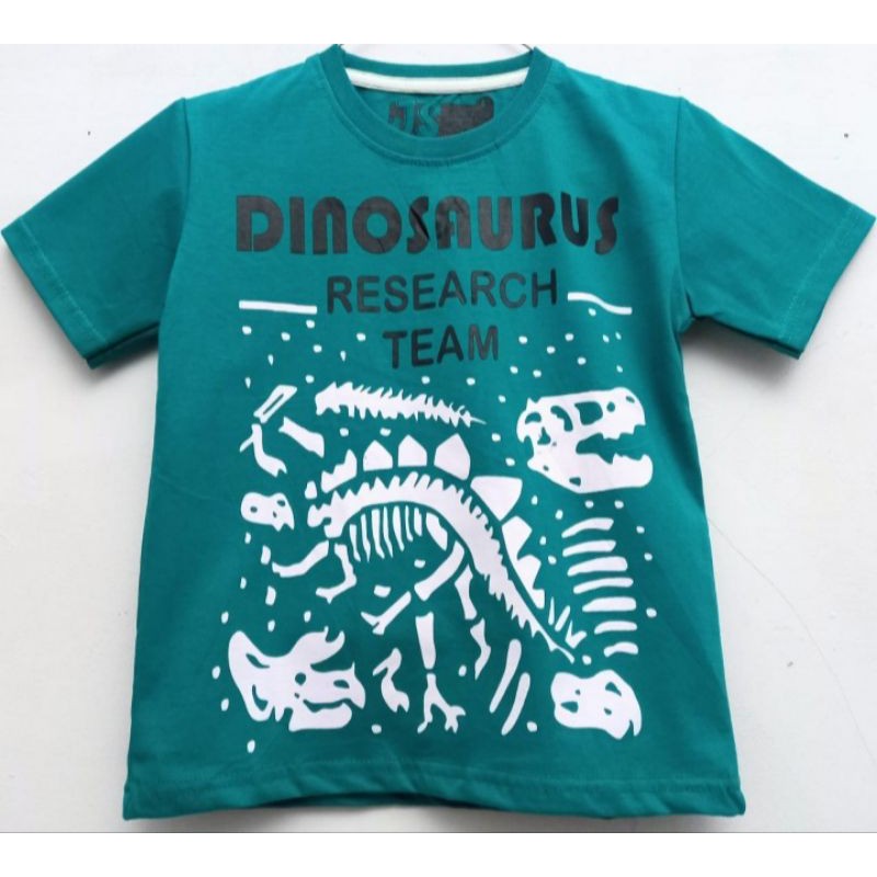 kaos Anak Dinosaourus Research Team Hijau Tosca