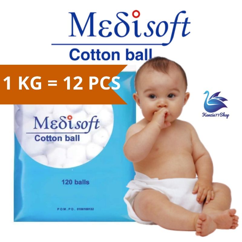 KAPAS MEDISOFT Cotton Ball 75gr 120gr Kapas Bola isi 120 Balls Lembut Higienis Perawatan Bayi Baru Lahir