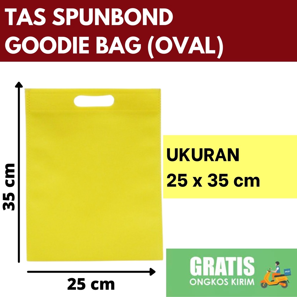 

TAS SPUNBOND OVAL GOODIEBAG 25X35 cm KUNING /Tas Belanja/Tas Promosi