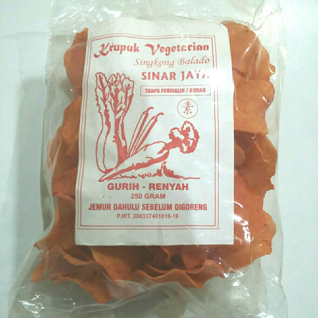 

KERUPUK VEGE SINGKONG BALADO,250g