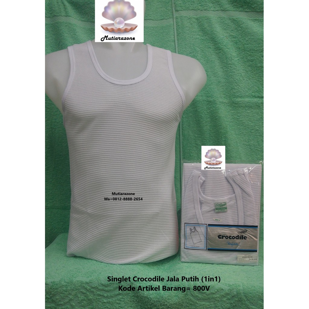 [Mutiarazone] Singlet Jala Putih Crocodile 800