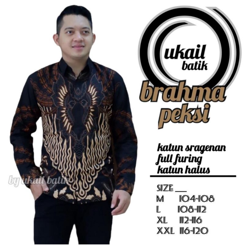 Brahma Kemeja Batik Pria Lengan Panjang Lapis Furing Bahan Katun Halus Premium